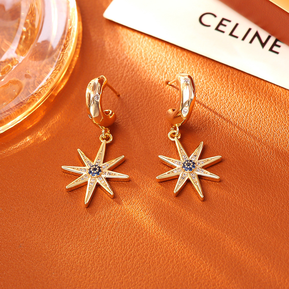 Deep blue turquoise ear studs