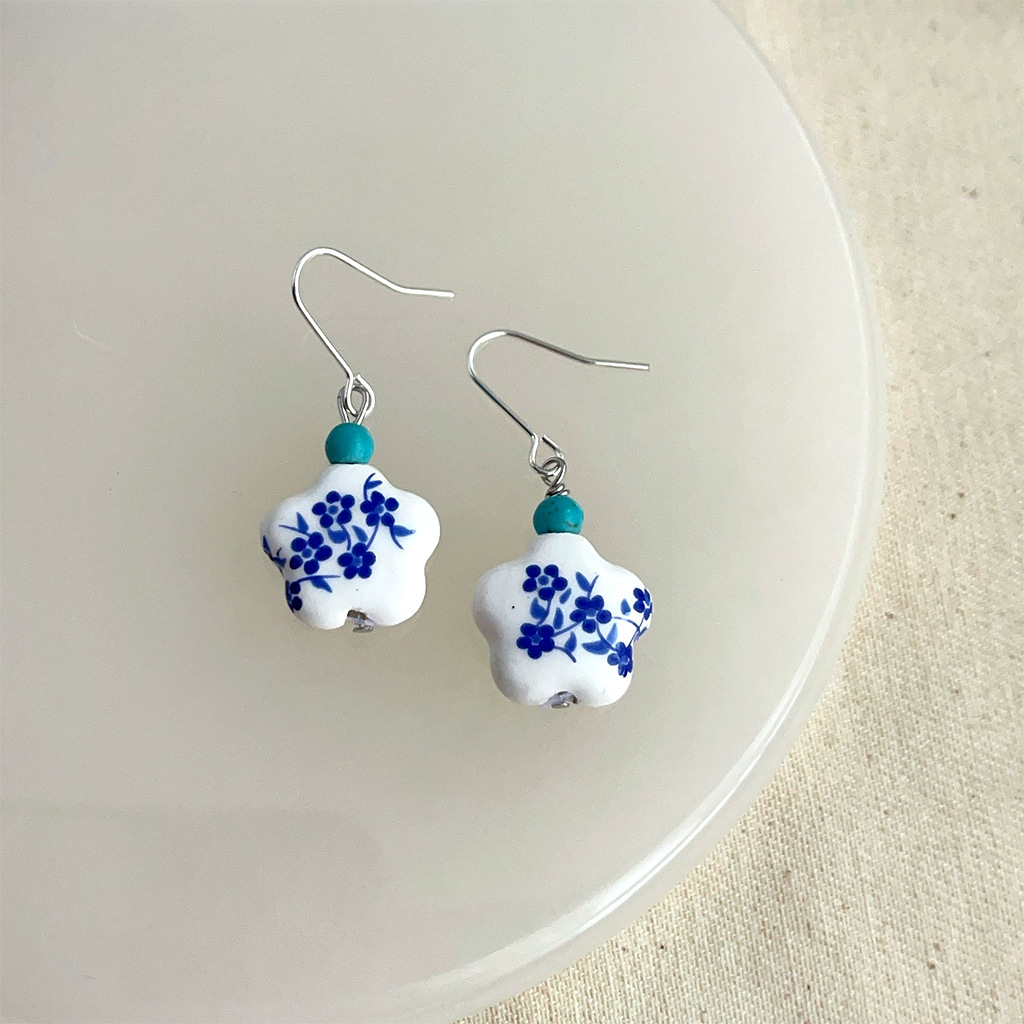 4209 blue and green ceramic vase earrings