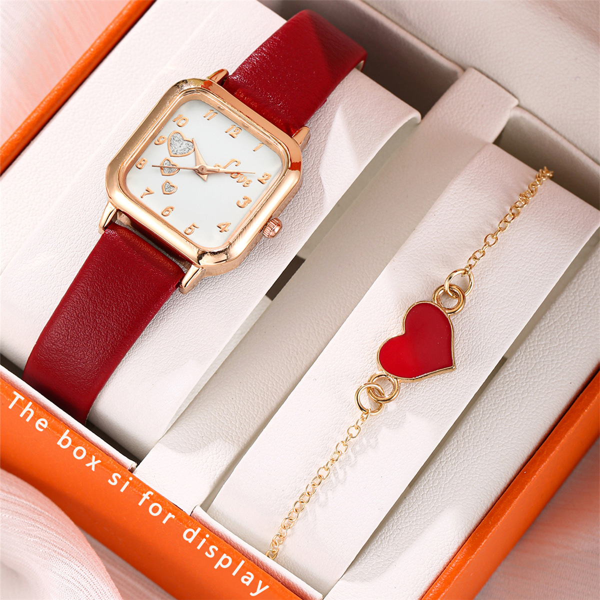 Red heart-shaped bracelet set