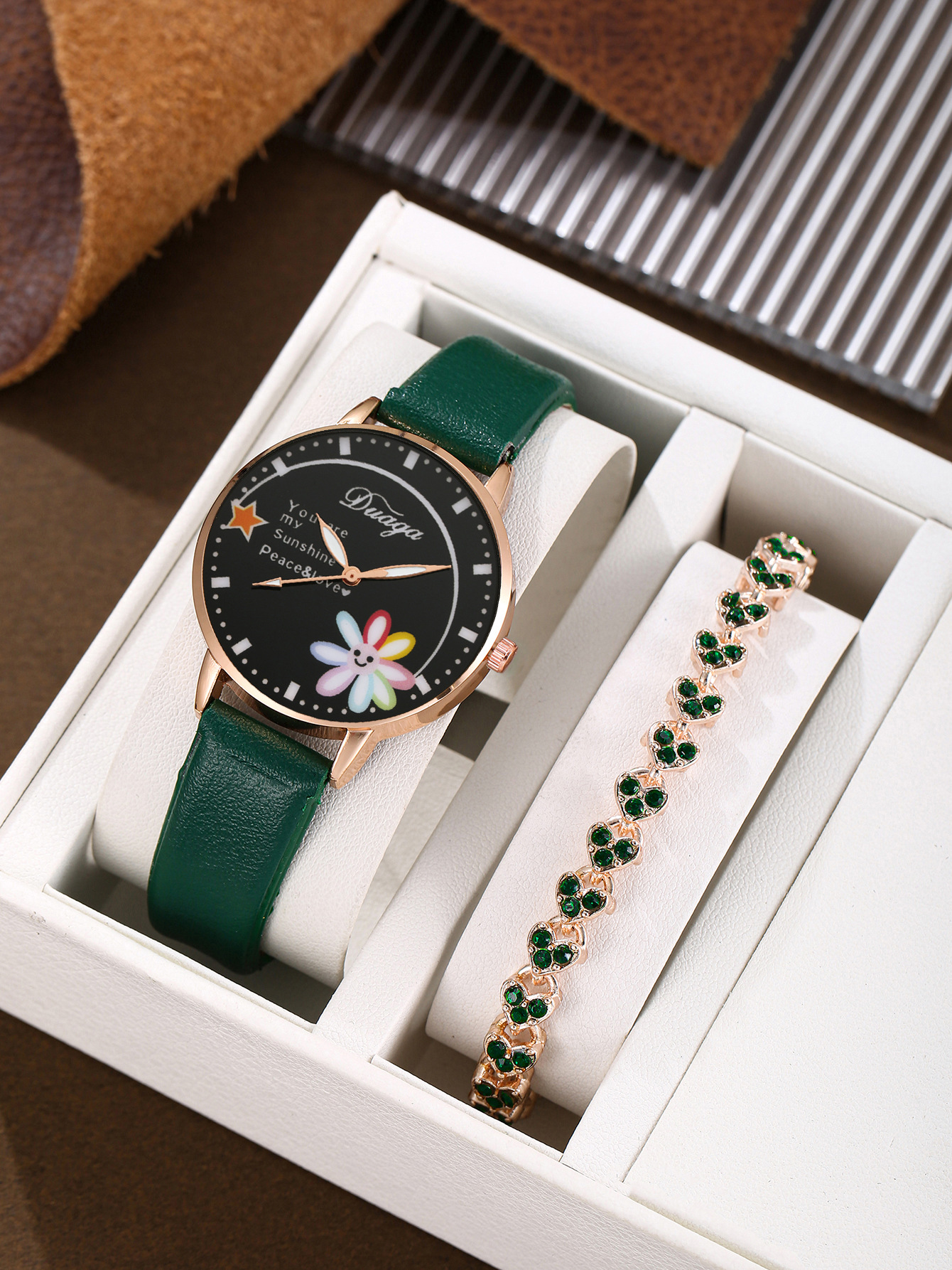 Green Heart Bracelet set