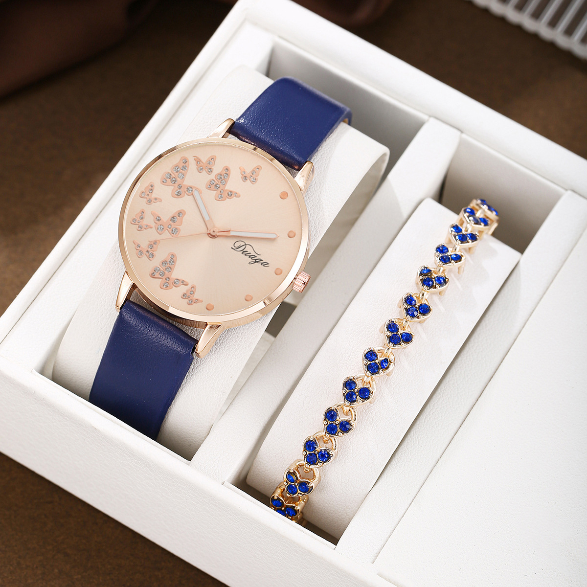 Blue heart bracelet set