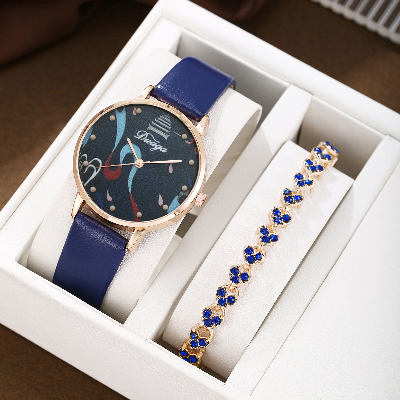 Blue single heart-shaped bracelet set