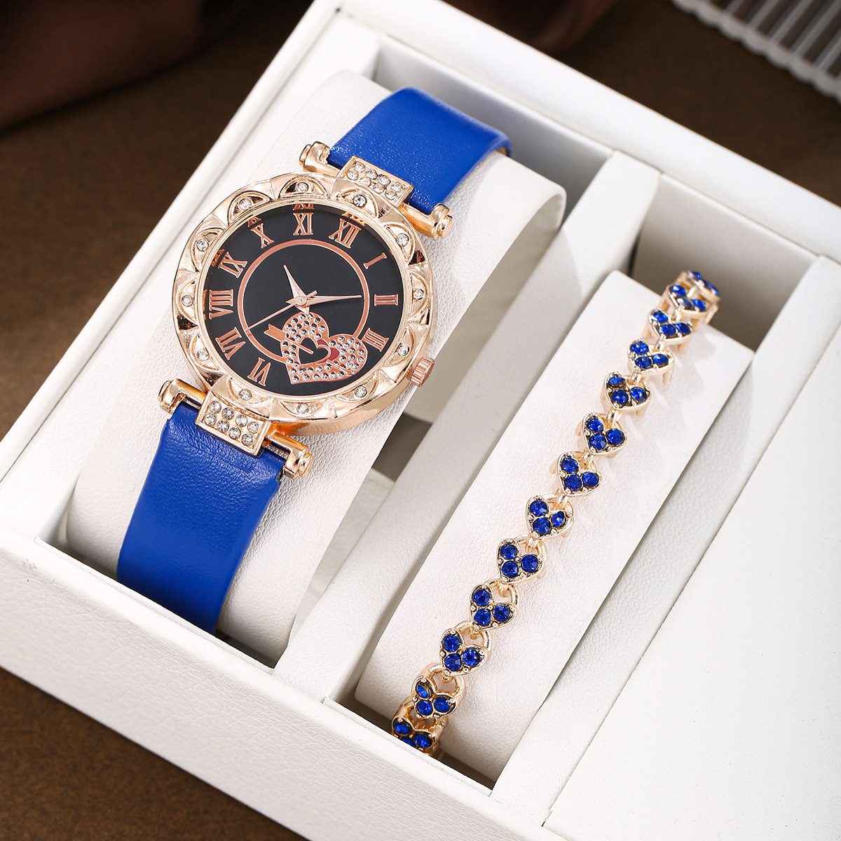 Blue single heart-shaped bracelet set