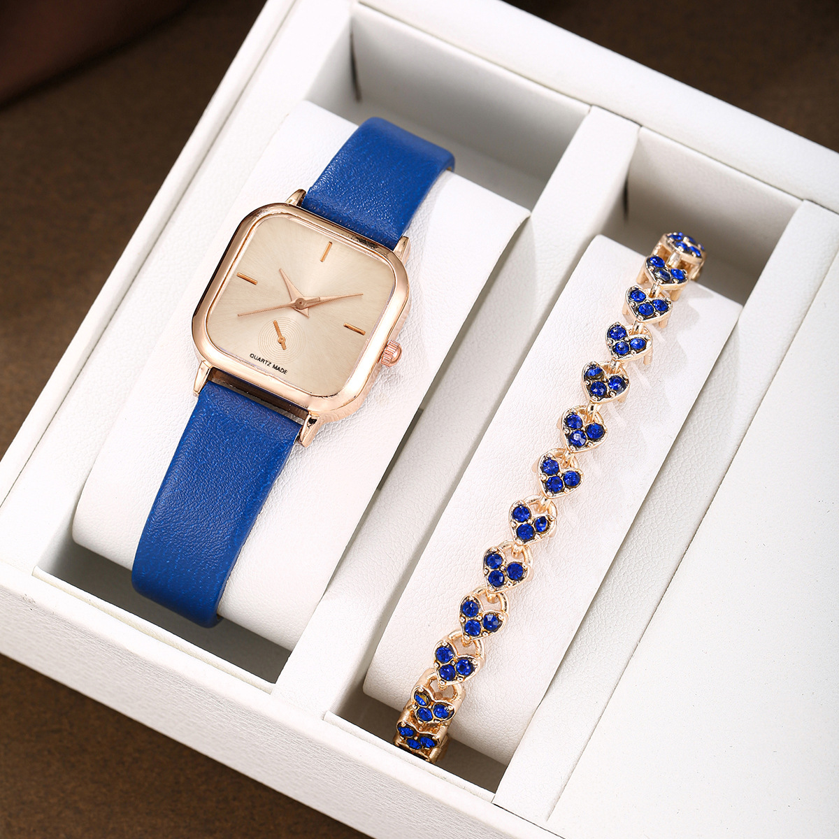 Blue heart bracelet set