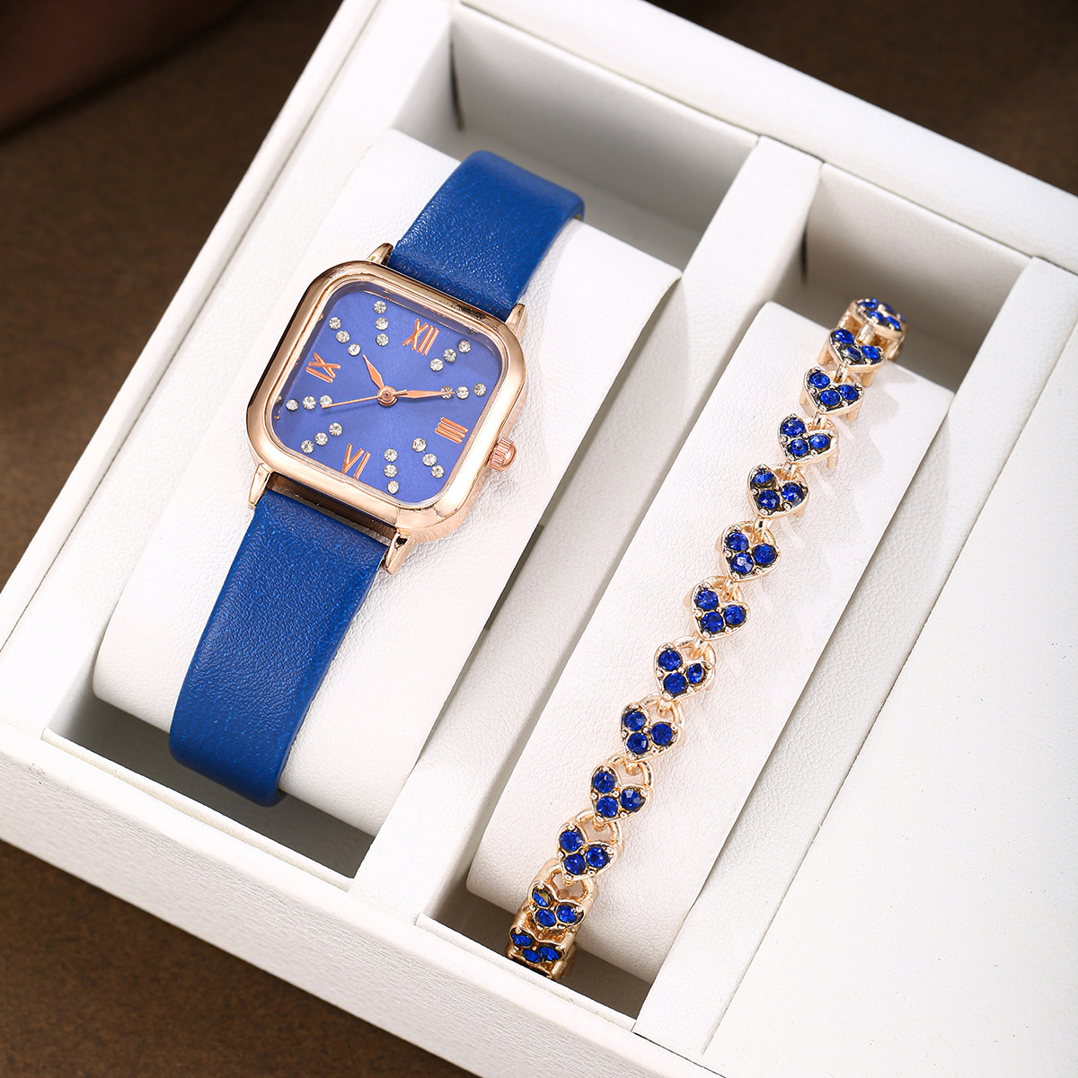 Blue heart bracelet set