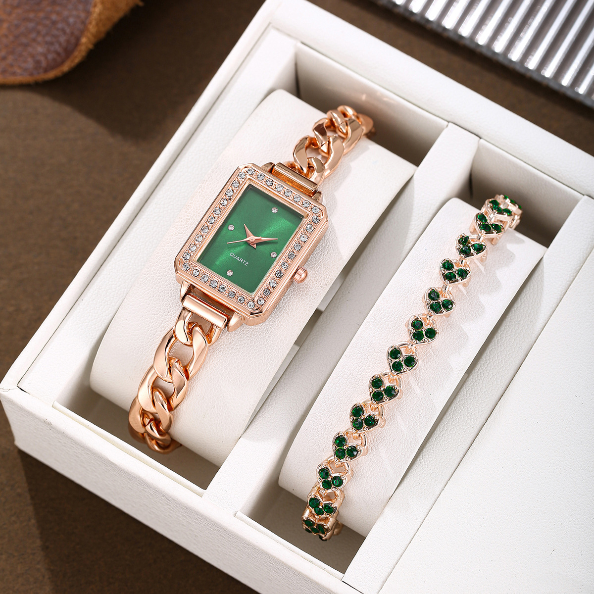 Green Heart Bracelet set