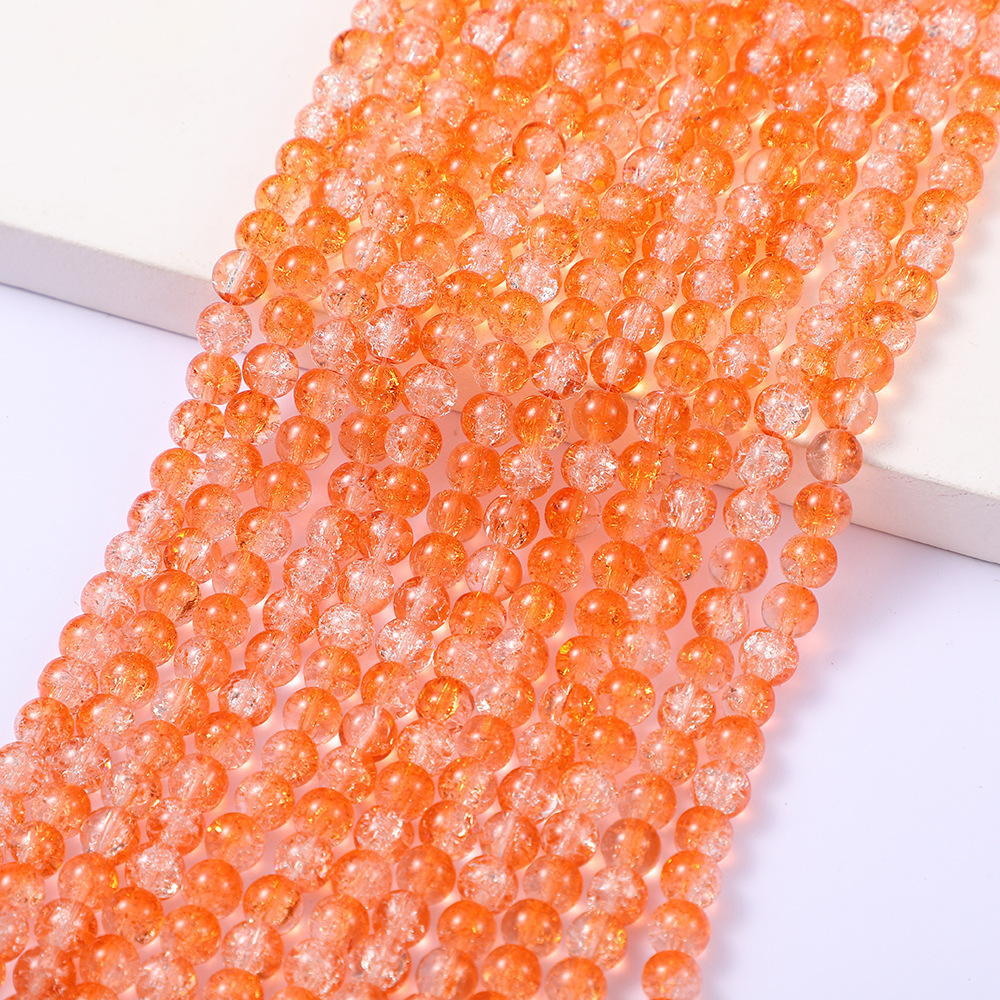 Orange white ice crack beads (85 PCs/strip)