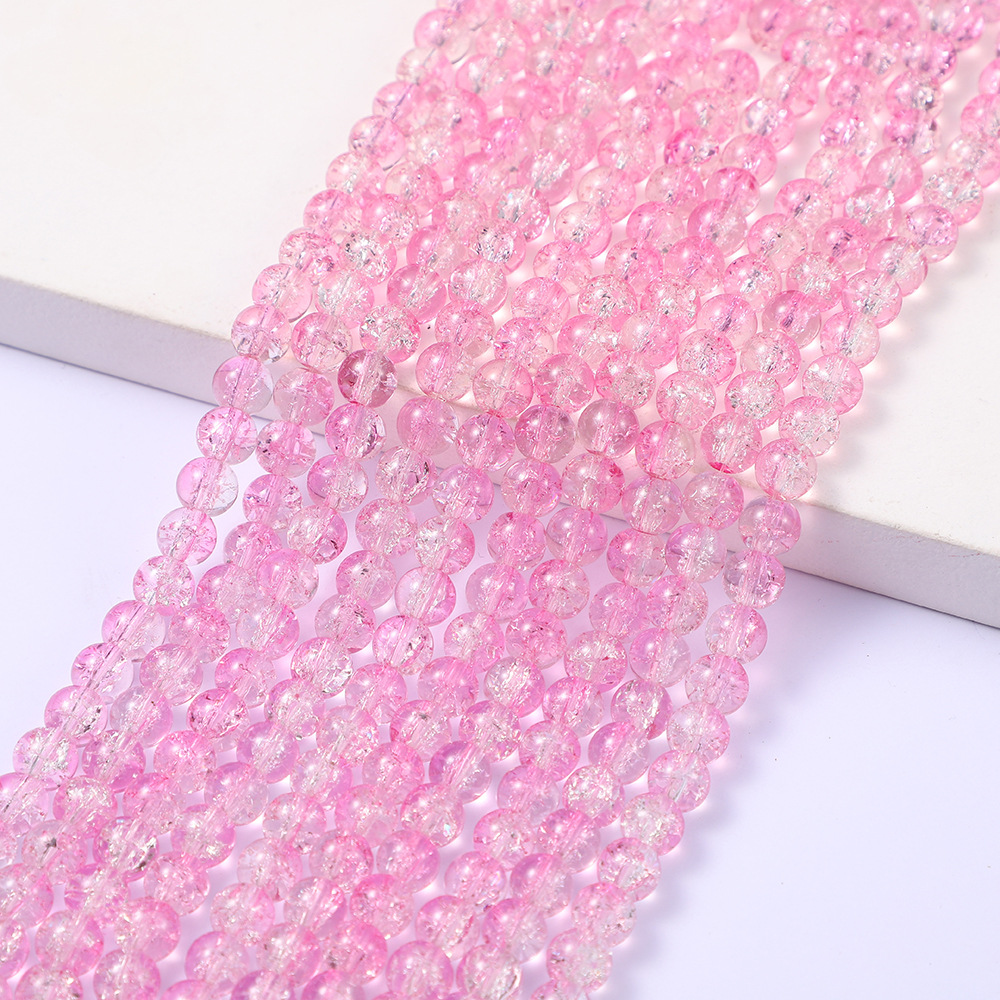 Pink white ice crack beads (85 PCs/strip)
