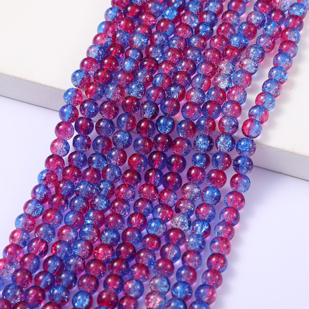Blue and Red Ice crack beads (85 PCs/strip)