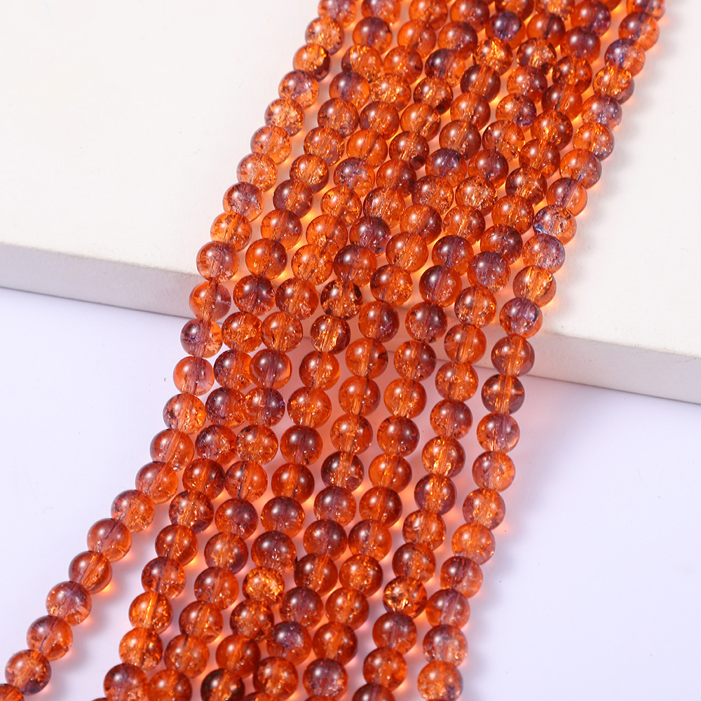 Orange black ice crack beads (85 PCs/strip)