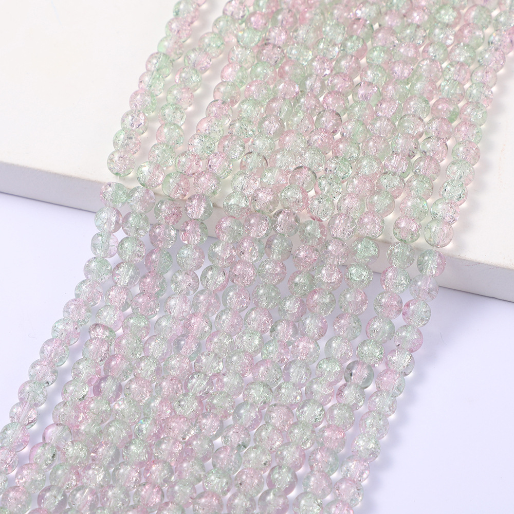Green pink ice crack beads (85 PCs/strip)