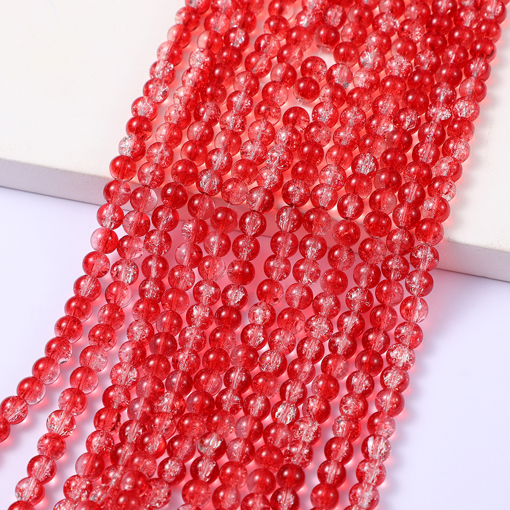 Red and white ice crack beads (85 PCs/strip)