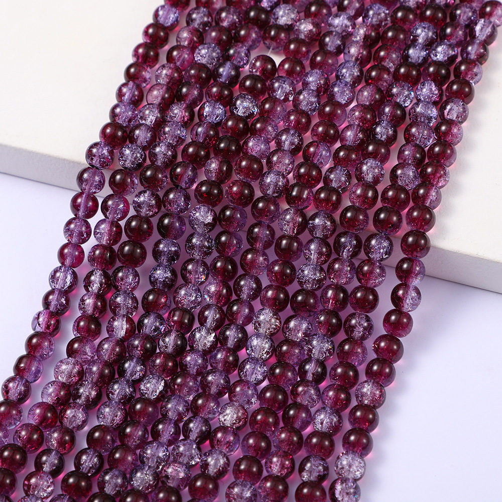 Dark purple white ice crack beads (85 PCs/strip)