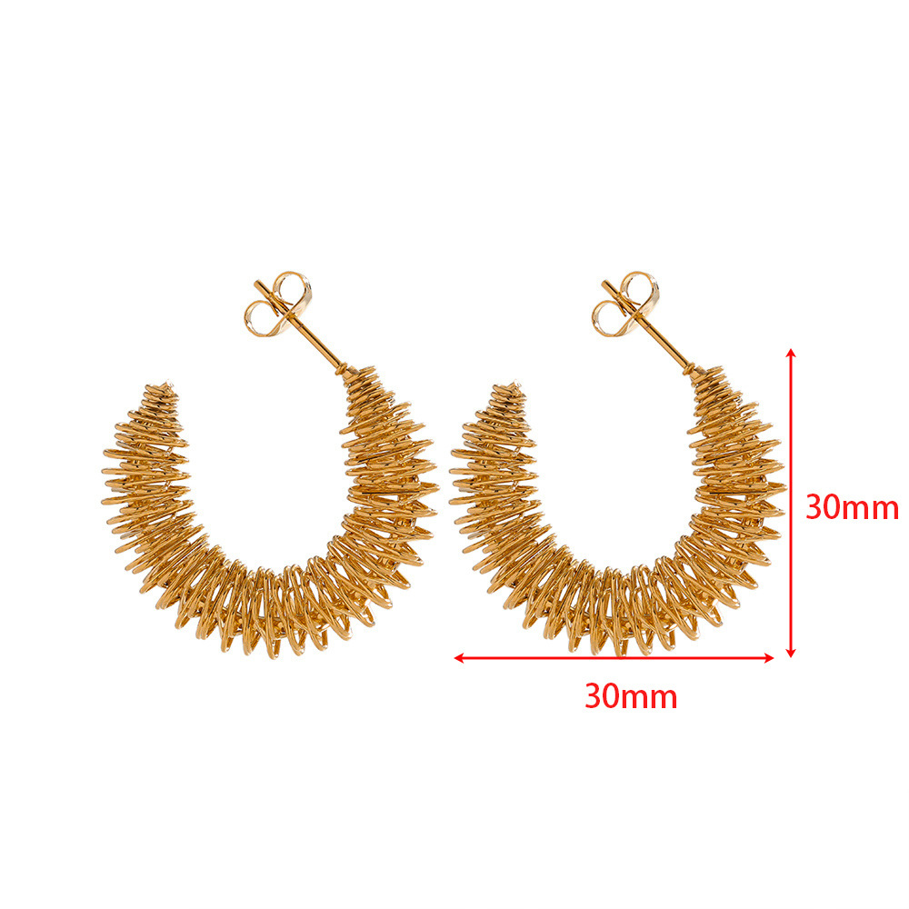 30*30mmC形弹簧耳环 金色