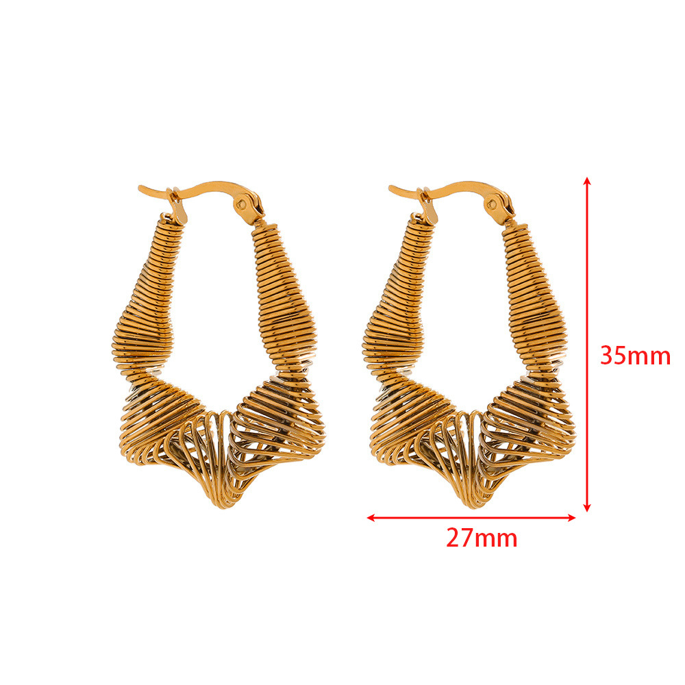 27*35mmU形扁麻花弹簧耳环 金色