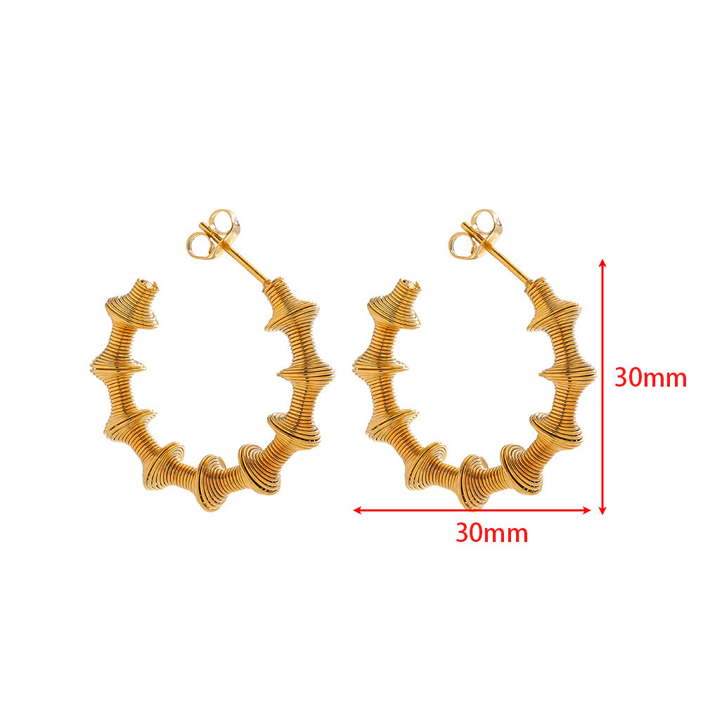 30*30mmC形竹节弹簧耳环 金色