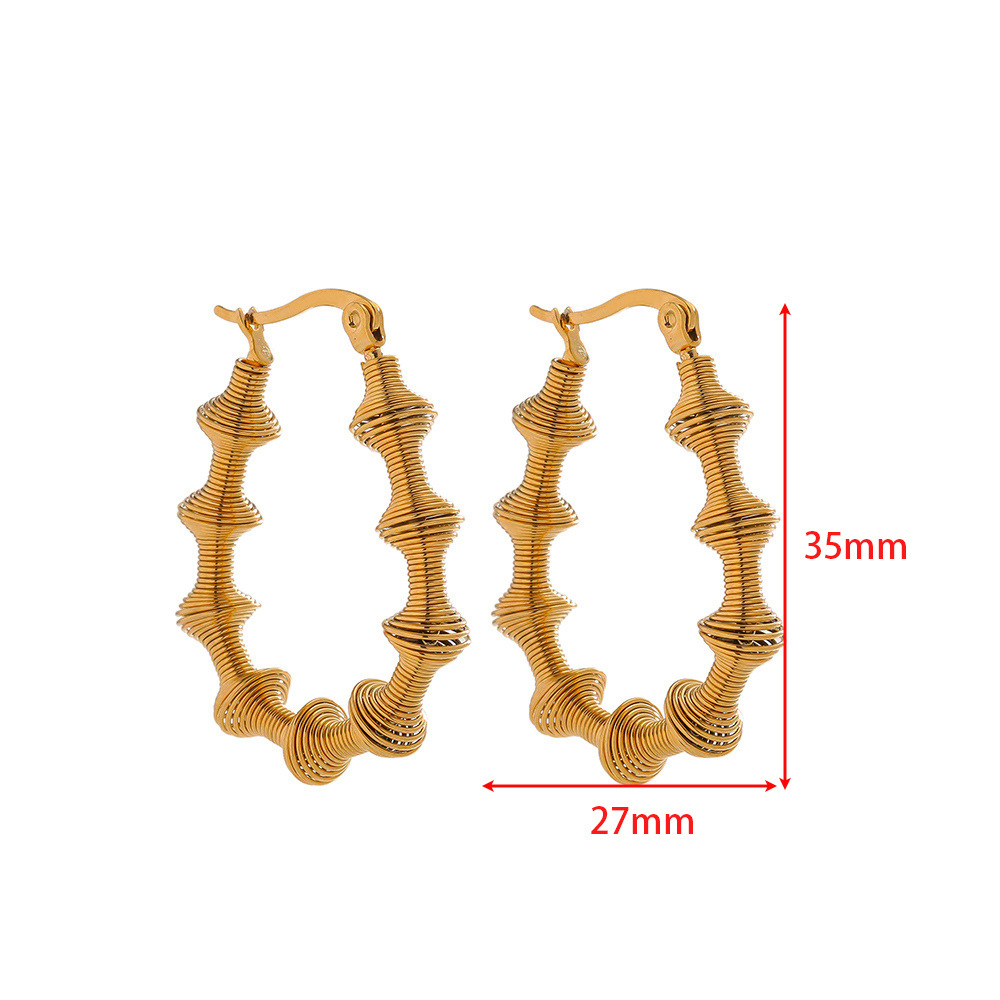 27*35mmU形竹节弹簧耳环 金色