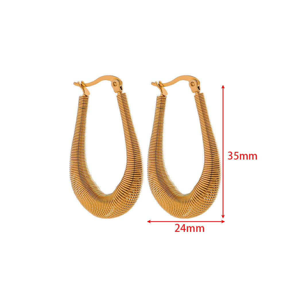 24*35mmU形水滴圆弹簧耳环 金色