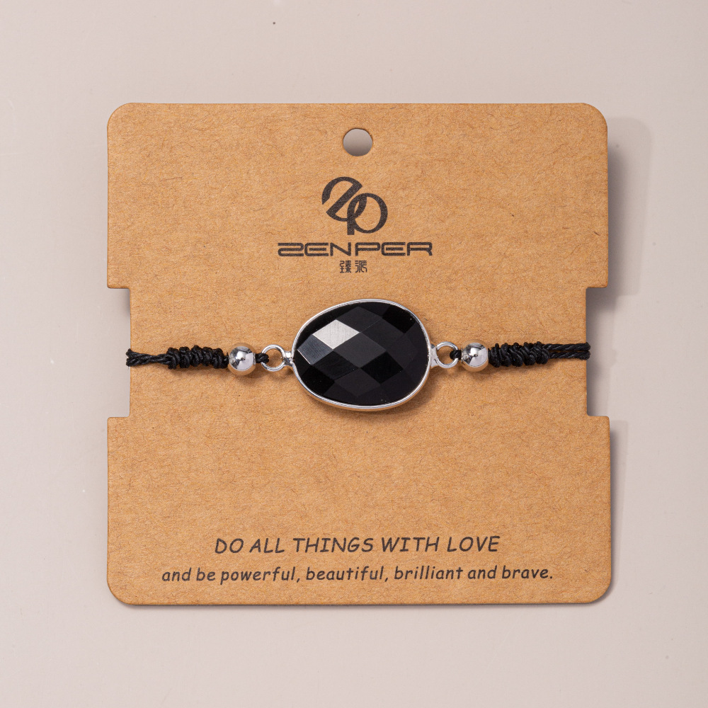 Black agate + stainless steel beads