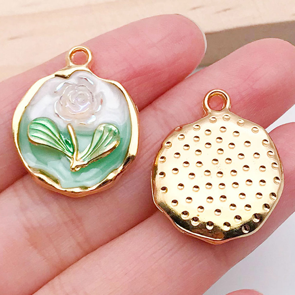 1 dripping oil green two-color flower card 24x19mm-21170-3.2g