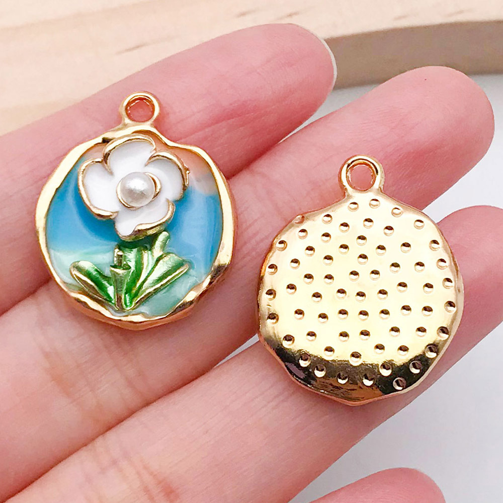 1 dripping blue tricolor flower card 24x19mm-21173-3.9g