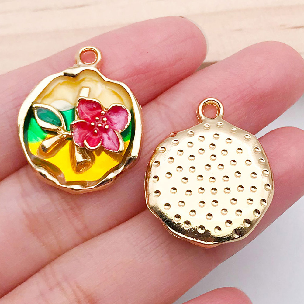 1 dripping oil yellow tricolor flower card 24x19mm-21177-3.4g