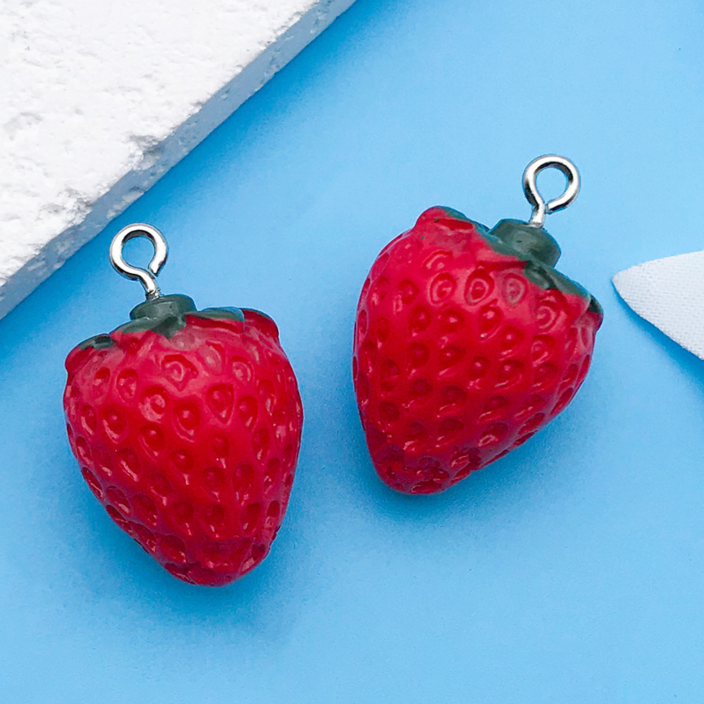 1 red resin fruit stereo strawberry 16x26mm-16390-3g