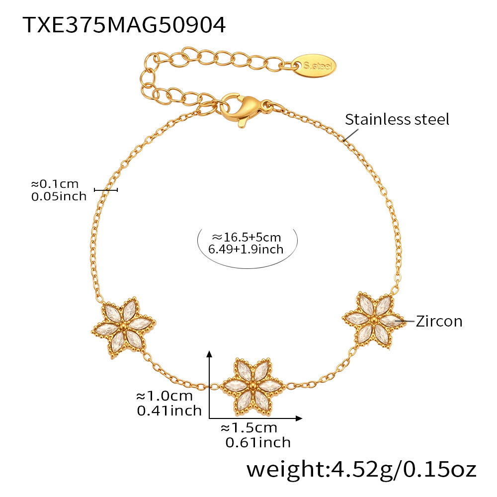 Golden flower zircon bracelet