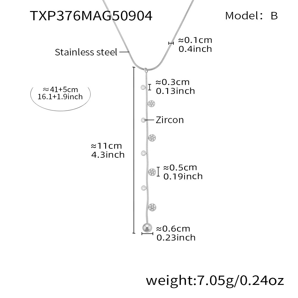 Steel-colored Y-shaped zircon necklace