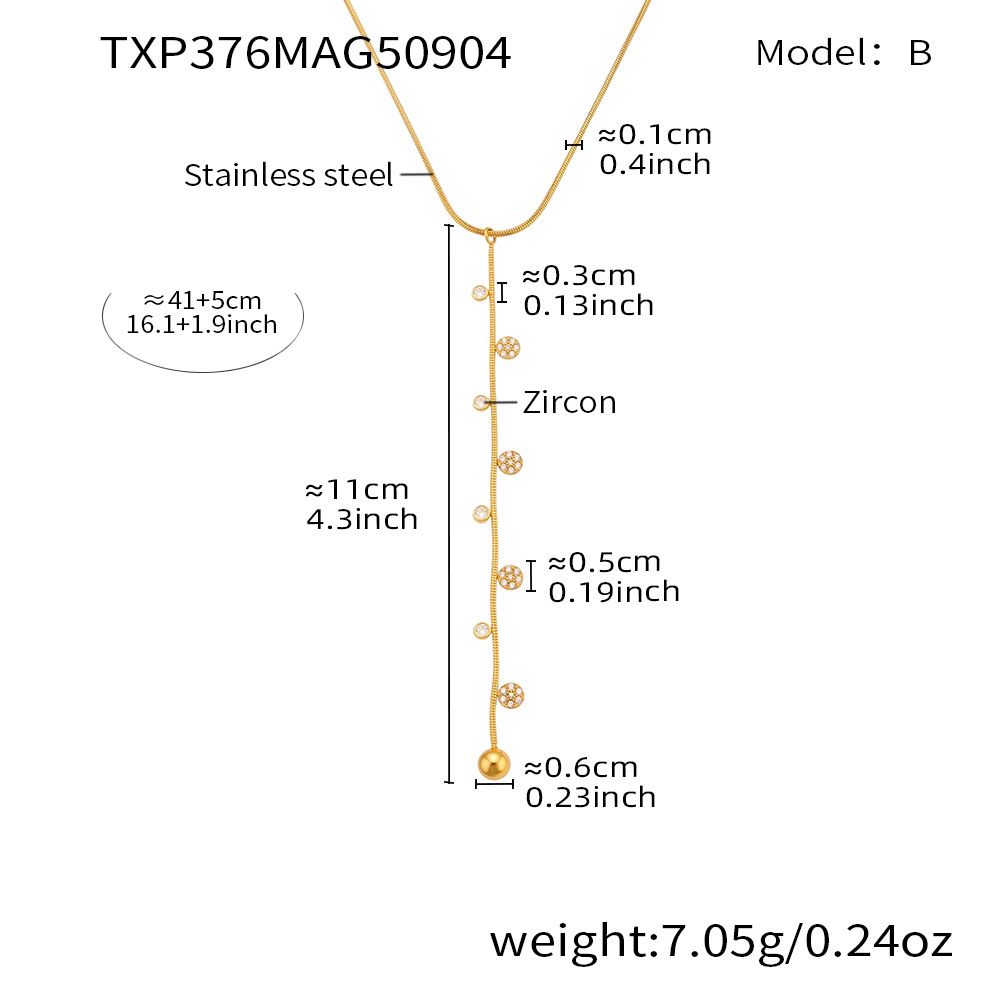 Golden Y-shaped zircon necklace