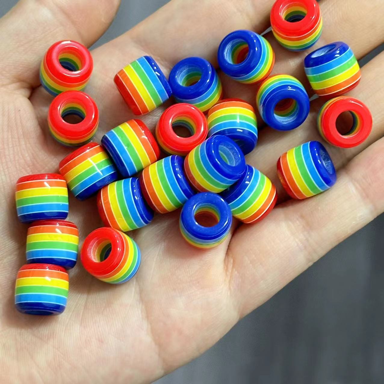 Rainbow feeder big hole bucket beads