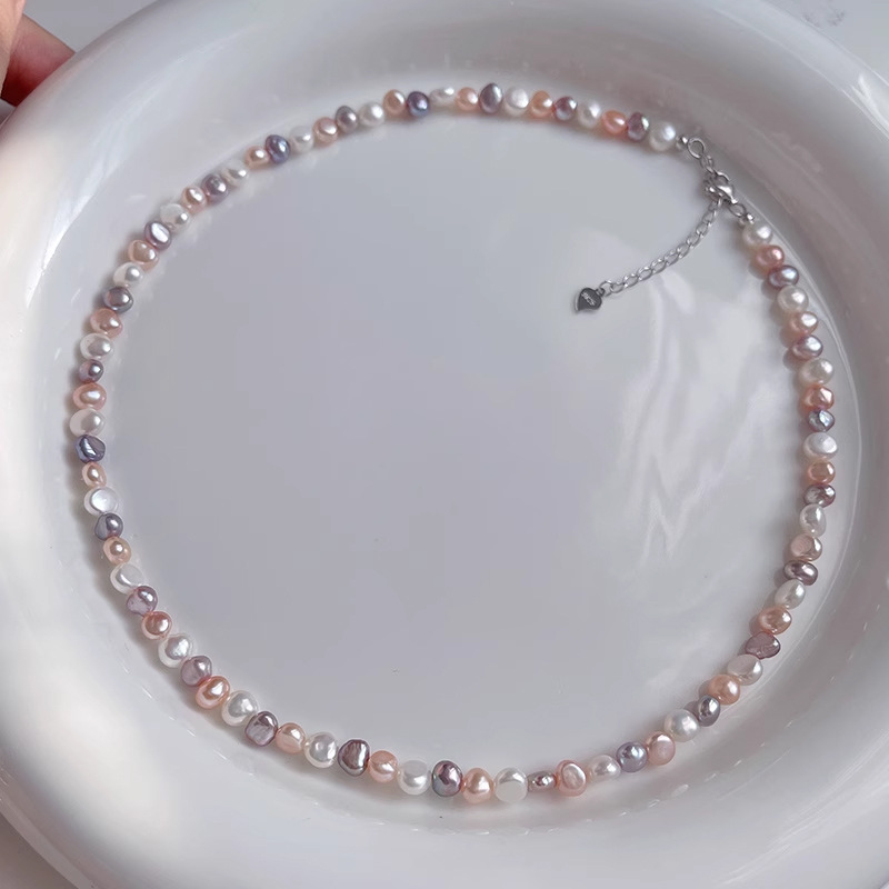 White necklace [silver   freshwater pearl]