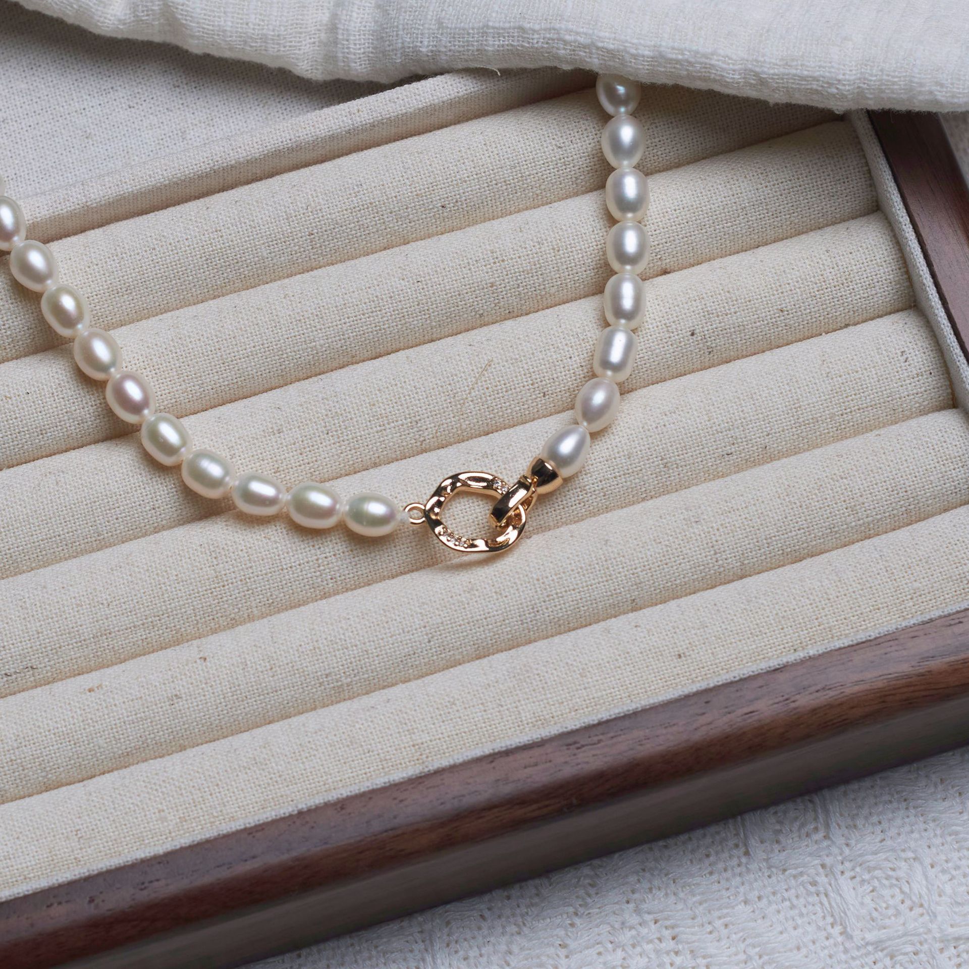 (L310005 copper buckle) 6-7MM beads necklace