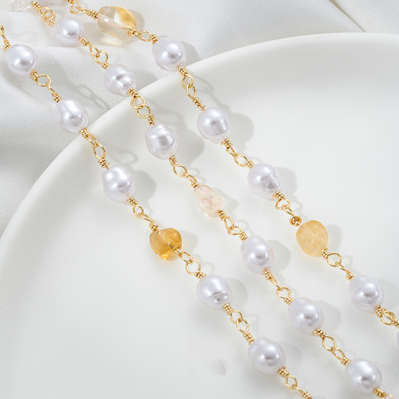 Citrine imitation pearl chain half meter