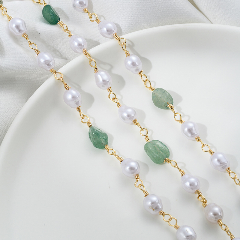 Green strawberry imitation pearl chain half meter