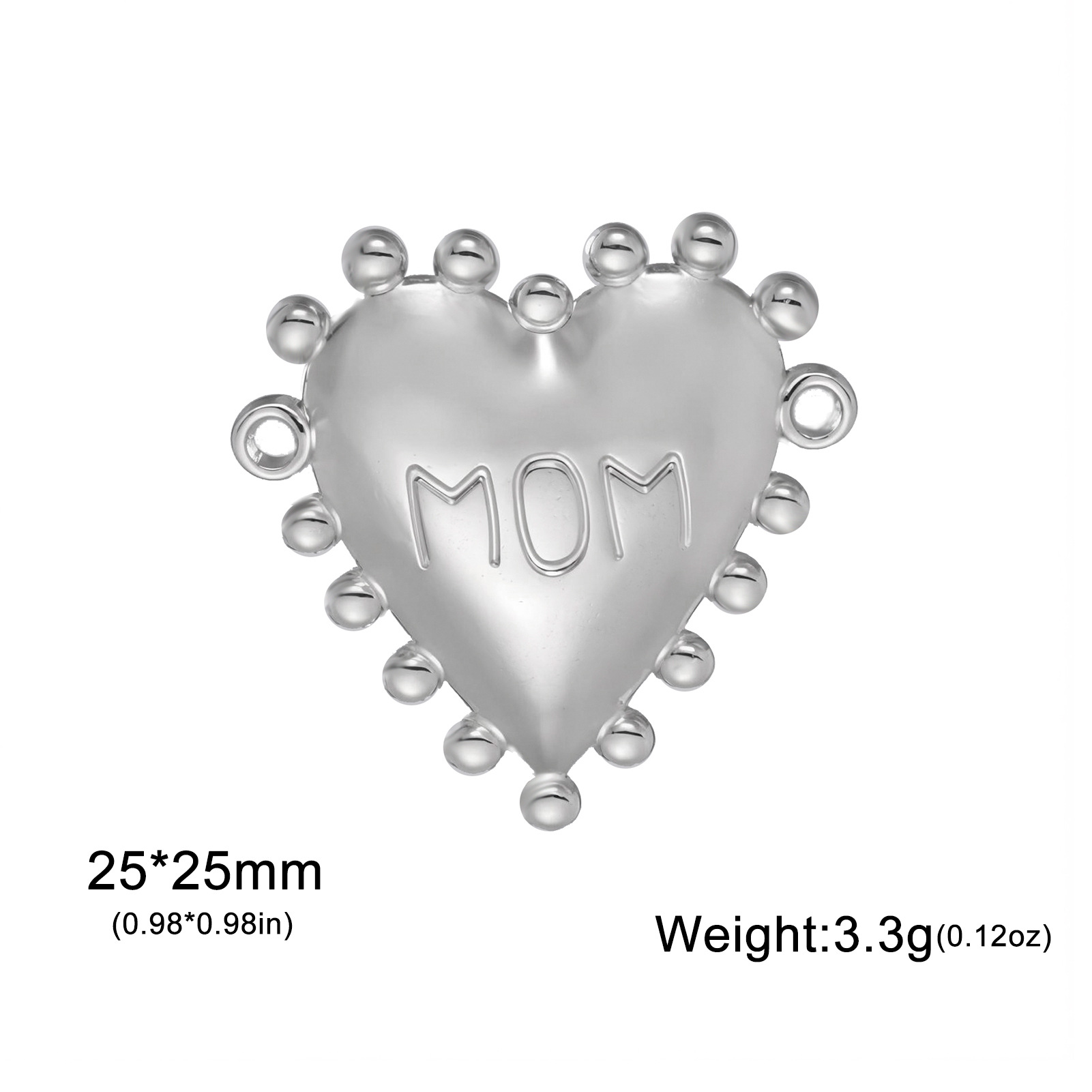 Steel color-double hole love ring beads mom