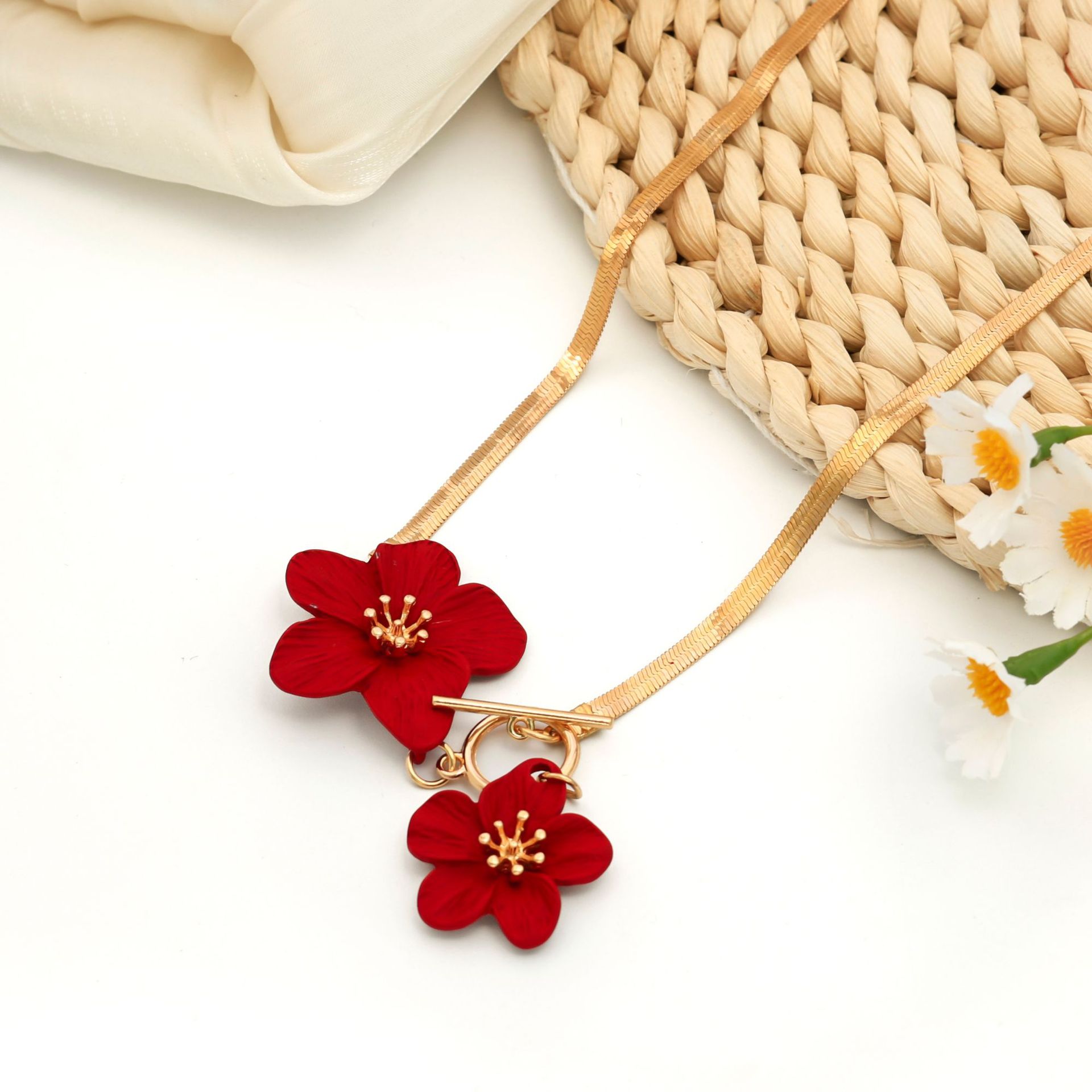 Red flower necklace