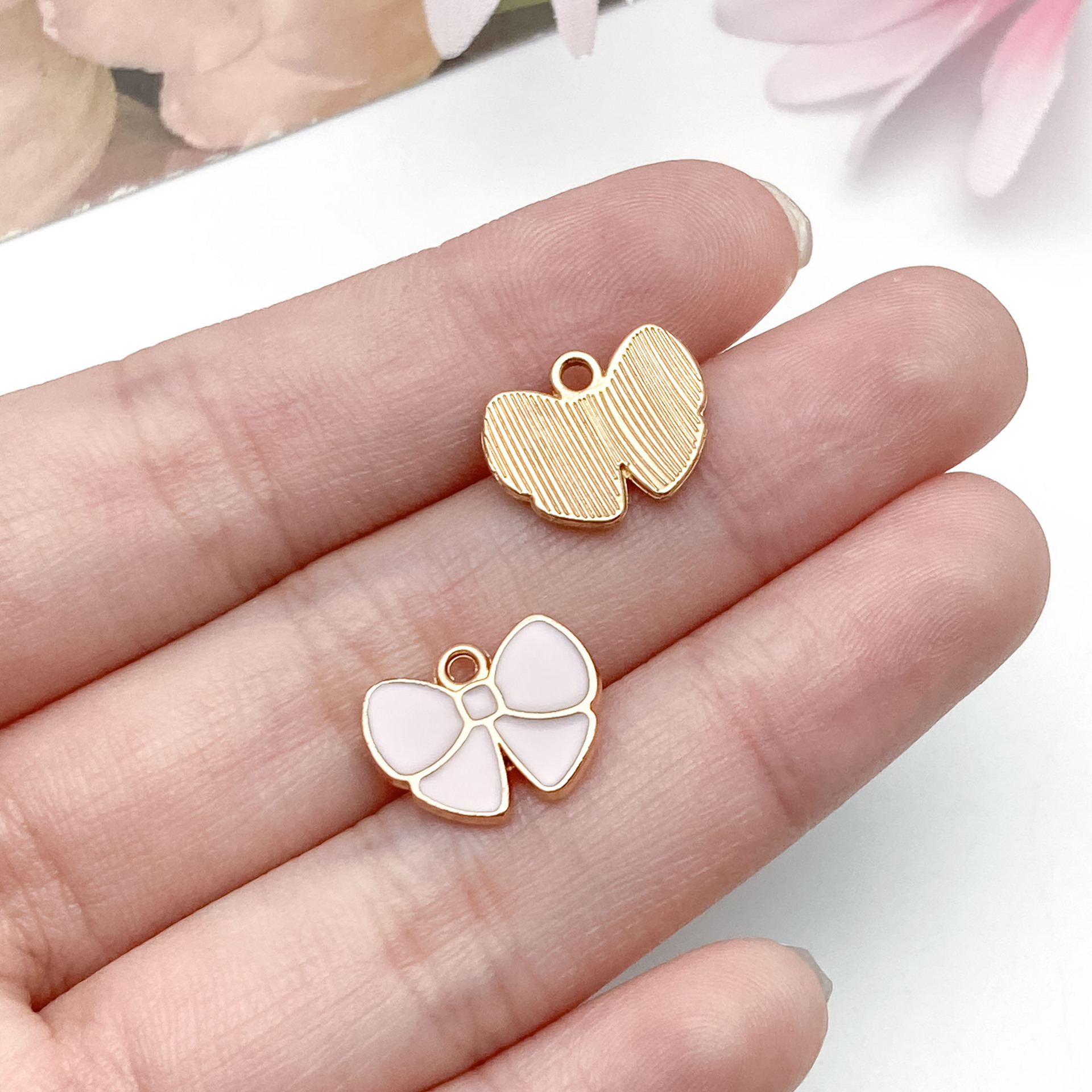 23154-1 kc gold pink oil dripping zinc alloy bow 14×11mm-0.8g