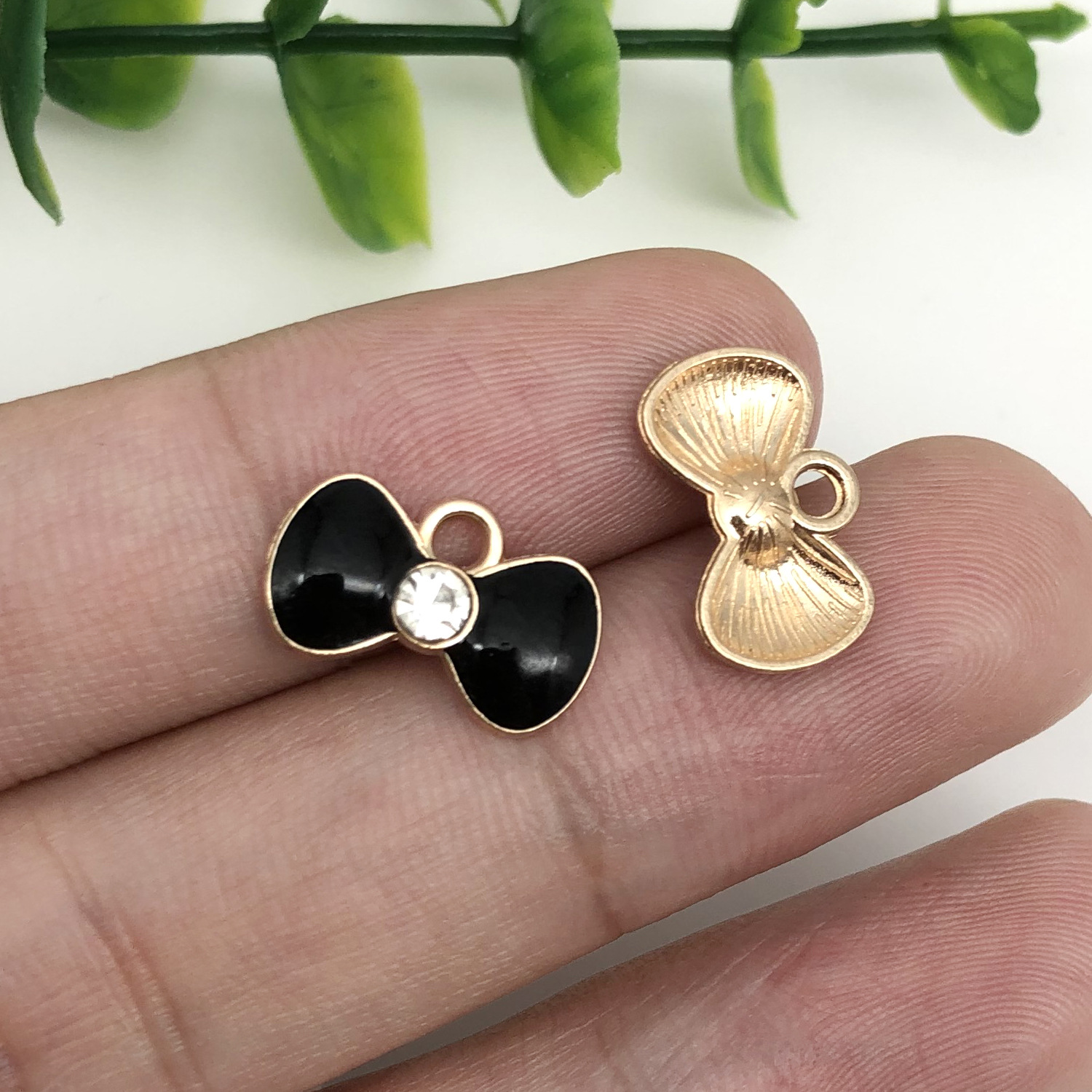 11923-1 black oil dripping zinc alloy dot bow tie bow tie 14.5x9mm-0.6g