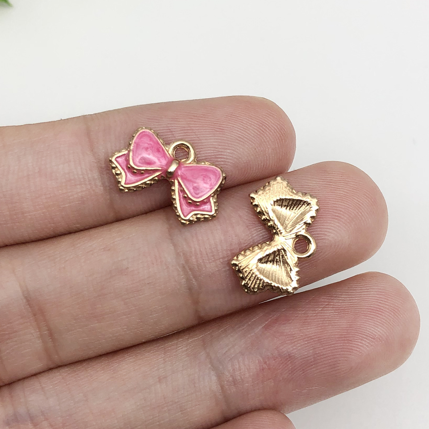 12248-1 rose red oil dripping zinc alloy bow 15.5x10mm-0.8g