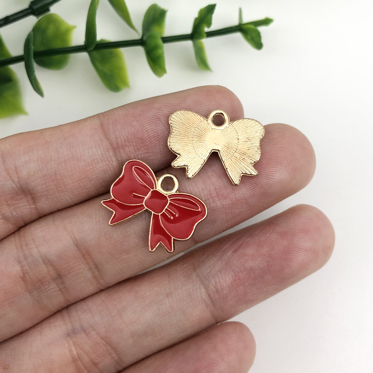 17520-1 red oil dripping zinc alloy decorative bow 18x14mm-1g