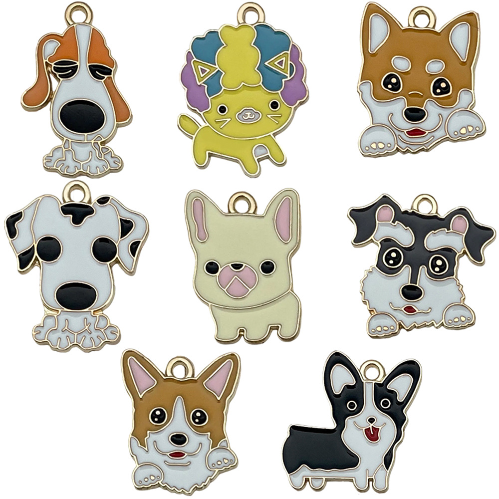 Sn1208-1 oil dripping puppy series set of 8 styles, 1 piece each - 15.7g