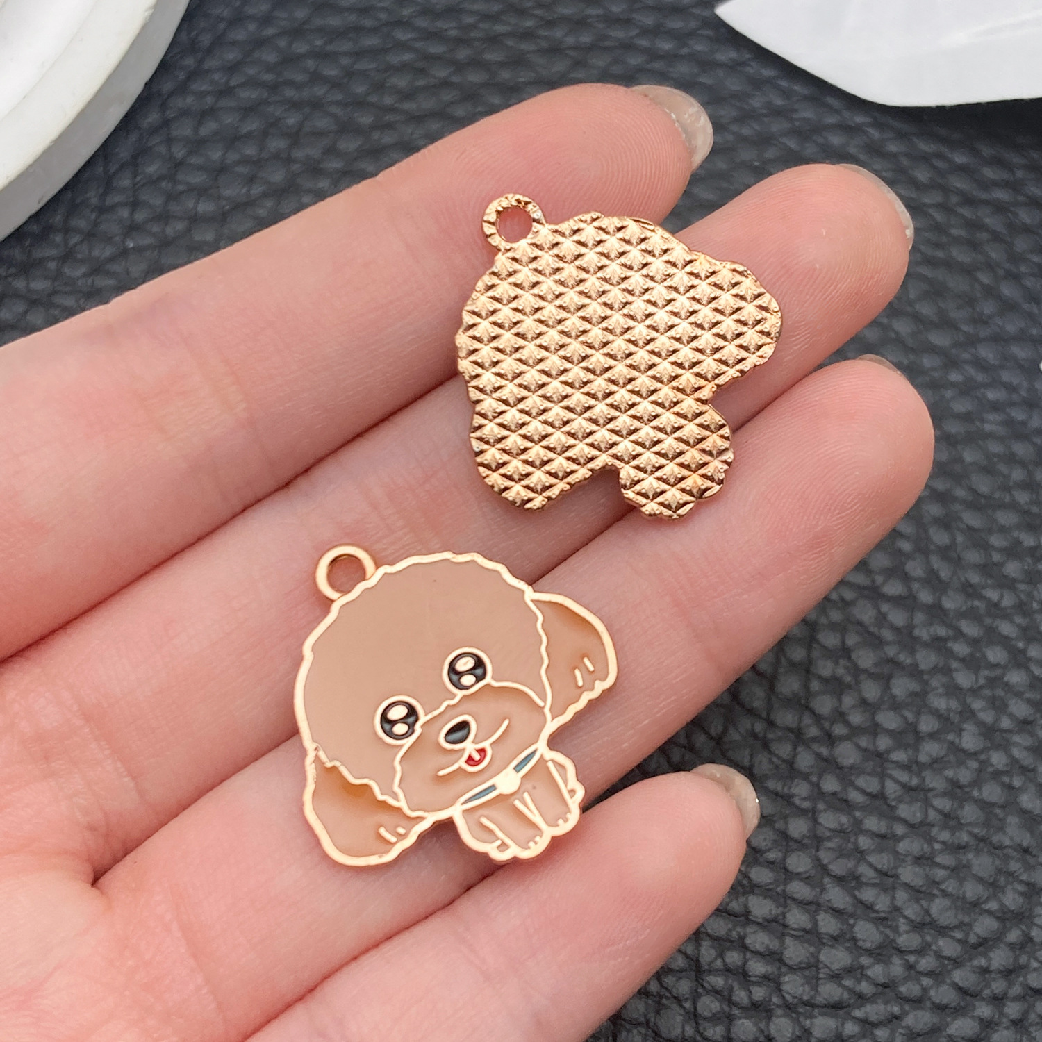 23295-1 brown dripping zinc alloy cartoon pet dog teddy dog ​​25x23mm-1.8g