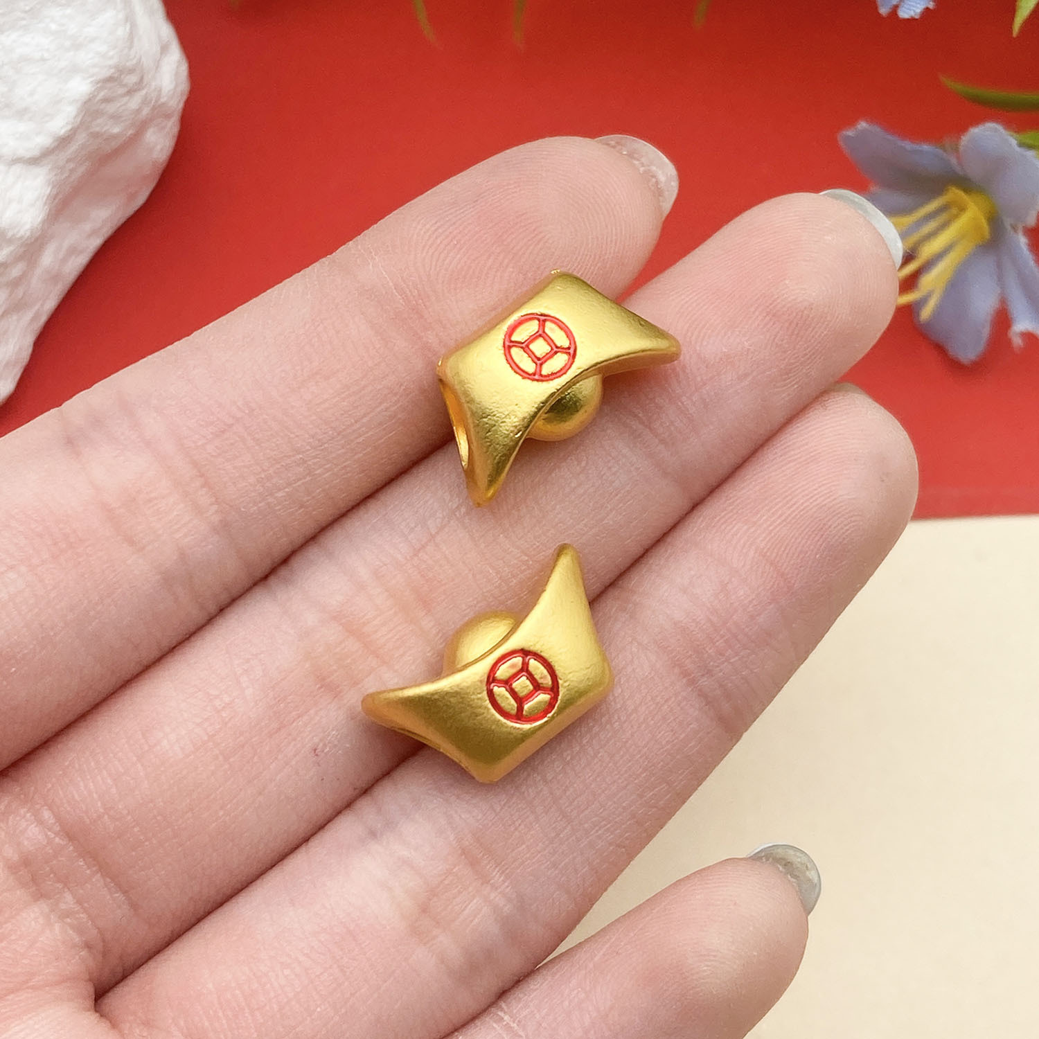 18481-1 16.5x9-hole 5.4-3.3g dripping oil matte gold zinc alloy ingot large hole beads