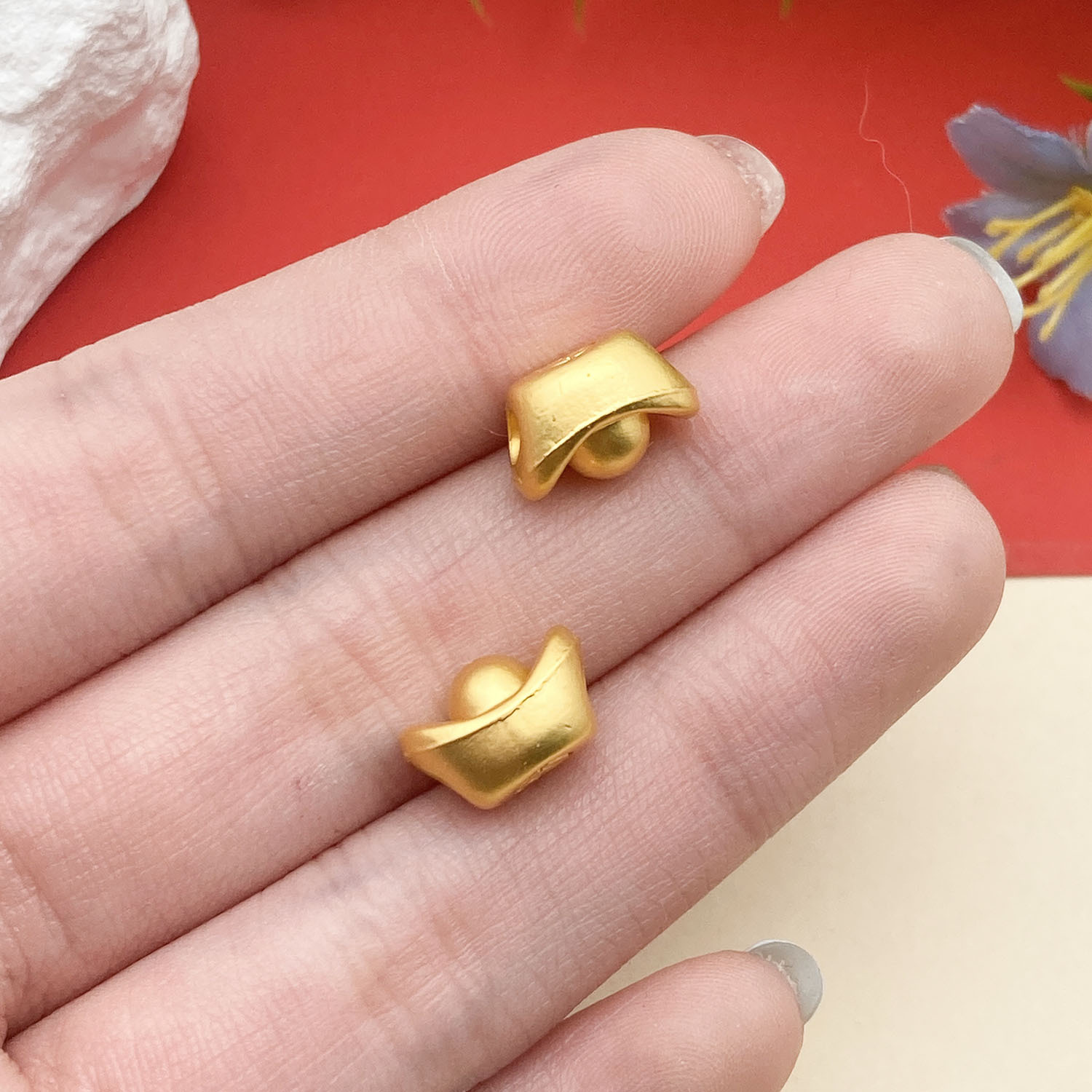 22846-1 11x7mm-1.75g-hole 3 plain ancient gold matte gold zinc alloy small money gold ingot spacer beads