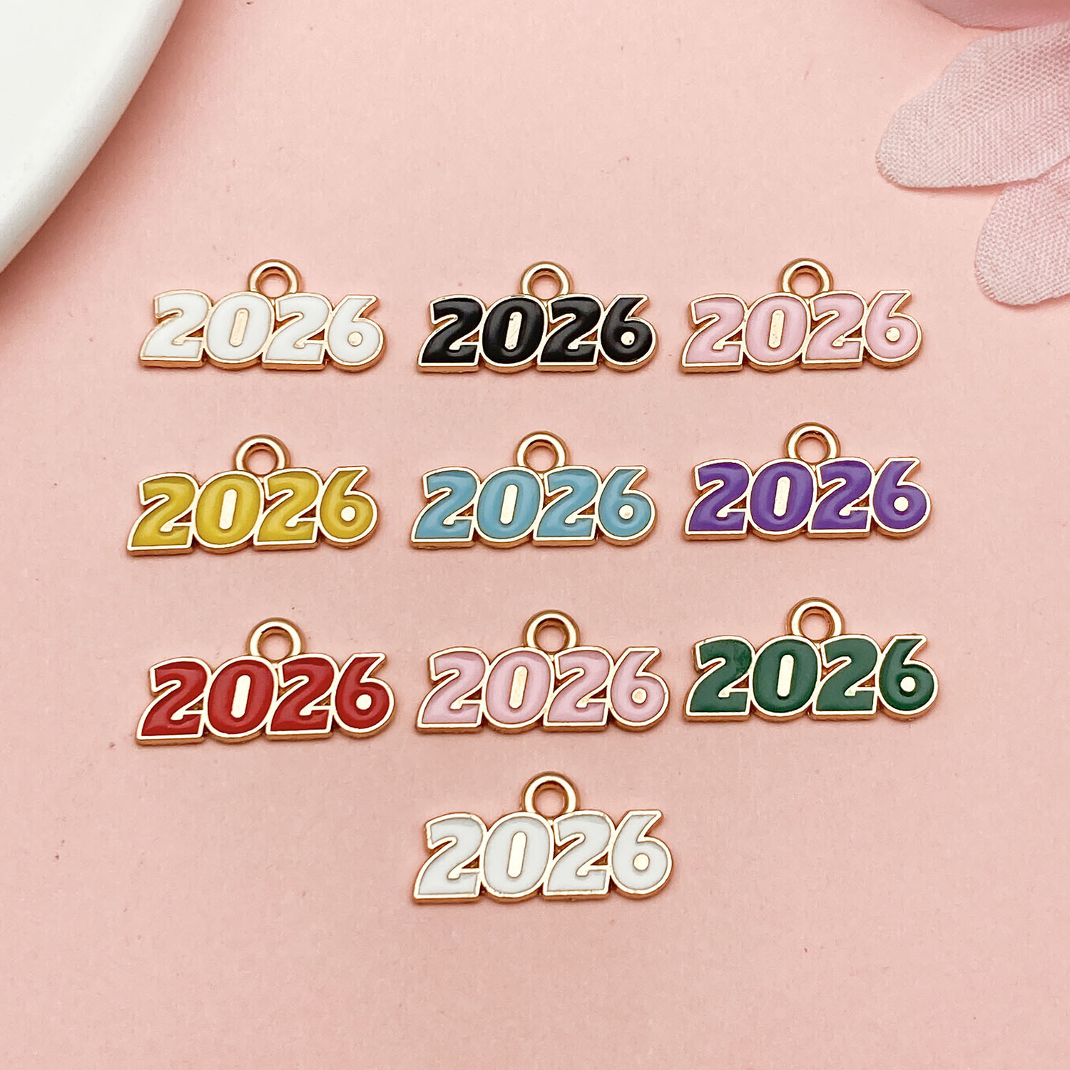 Sn1338-small oil dripping kc gold 2026 word plate set 8 styles mixed 10 pieces-5.8g