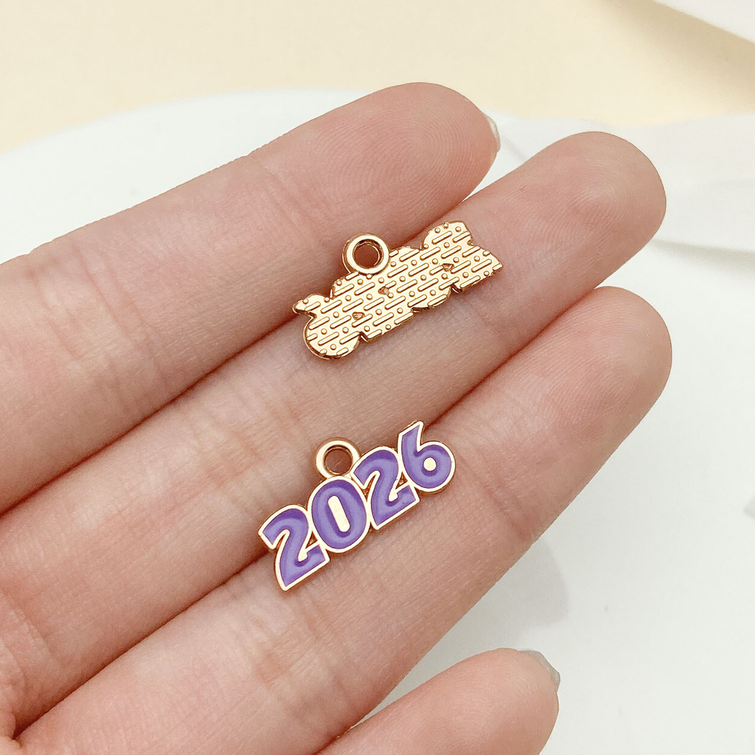 23348-1 kc gold purple dripping zinc alloy 2026 number plate 9x17mm-0.5g