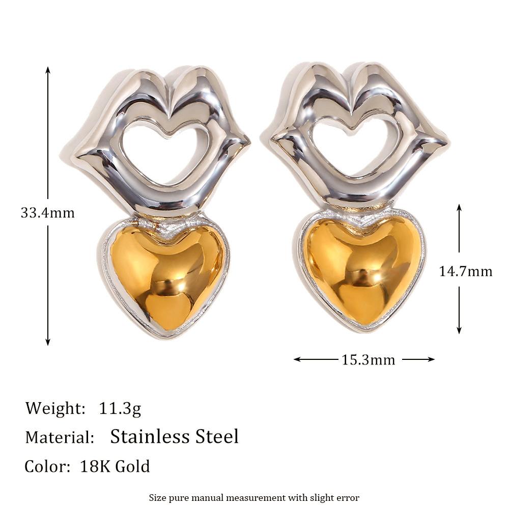 Mouth love two-color earrings-two-color