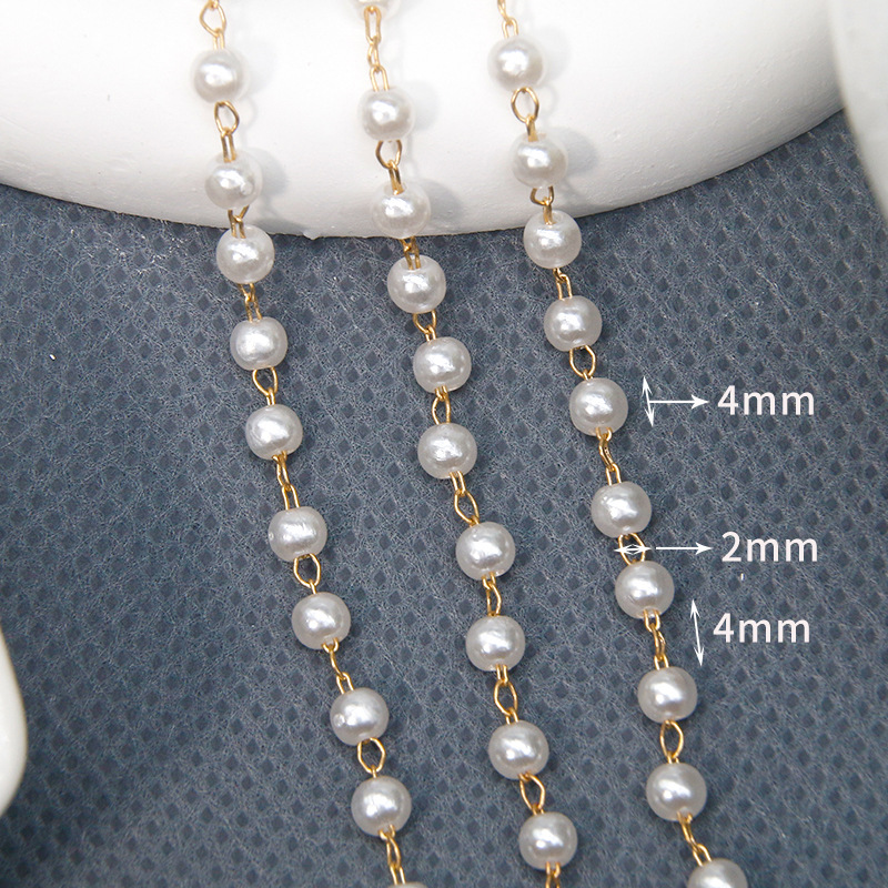 Intensive pearl thin chain necklace