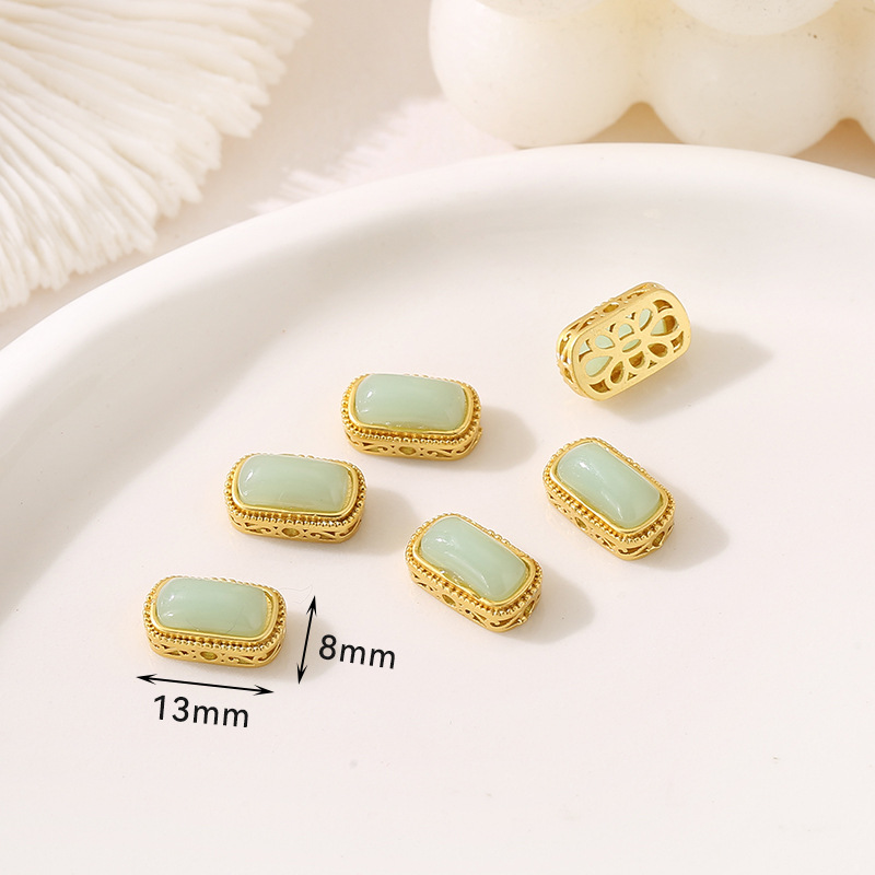 Style 2 ancient golden horse saddle light green spacer beads 8 * 13mm